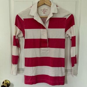 J.Crew Red & Cream Stripe Sun-Washed Jersey Rugby Shirt XS Women’s 100% Cotton